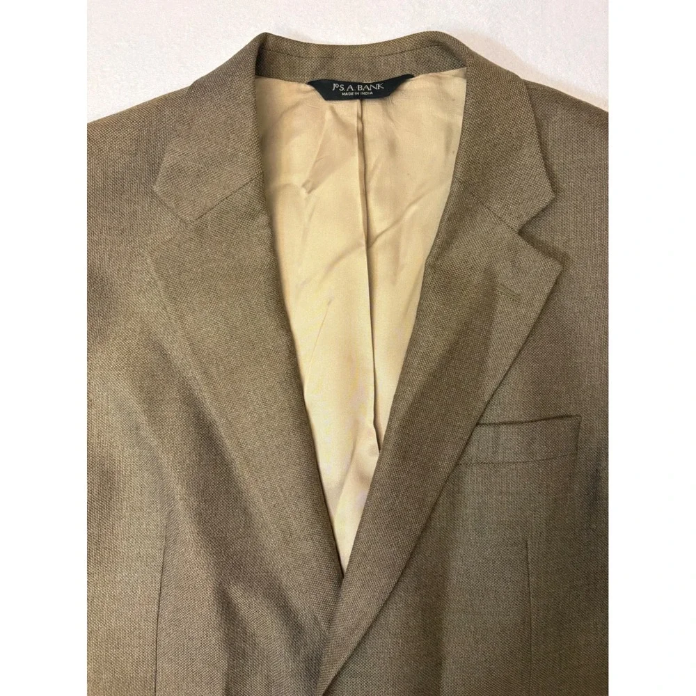 Jos A Bank Mens Brown Hopsack Two Button Blazer Sport Coat Jacket